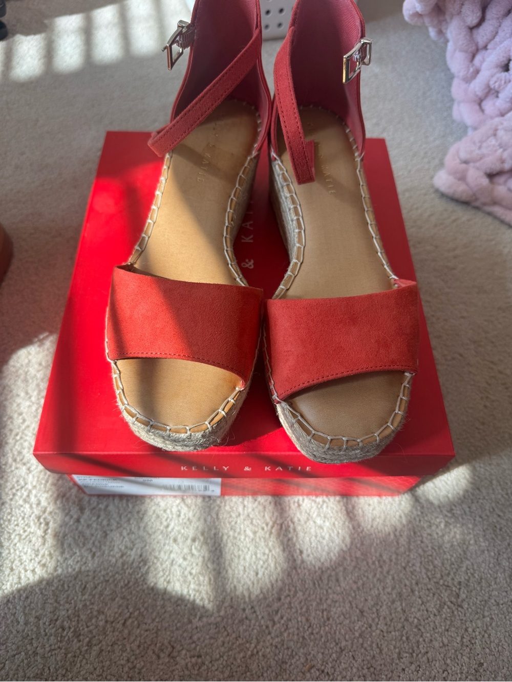 Kelly & Katie Red Espadrille Ankle-Strap Sandals